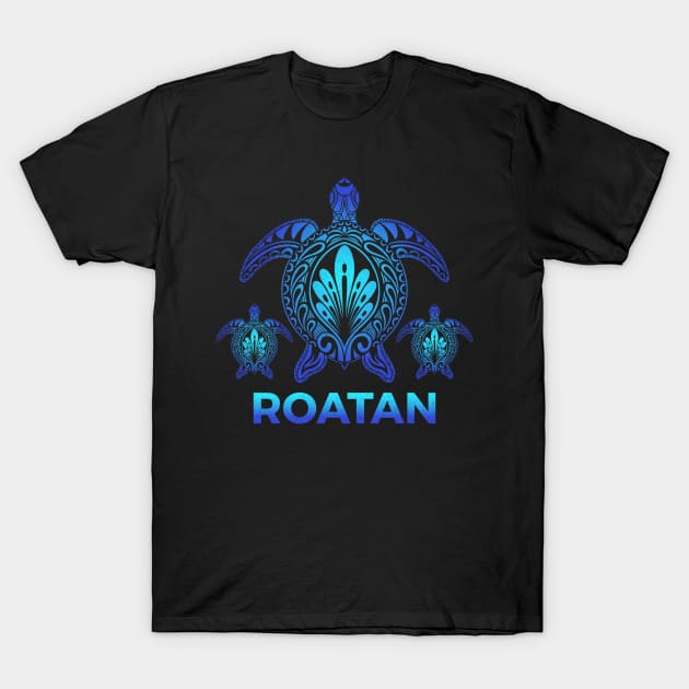 Vintage Roatan Honduras Ocean Blue Sea Turtle Souvenirs T-Shirt by kalponik